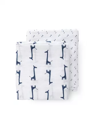Set 2 museline 120x120 cm, model Giraf indigo blue