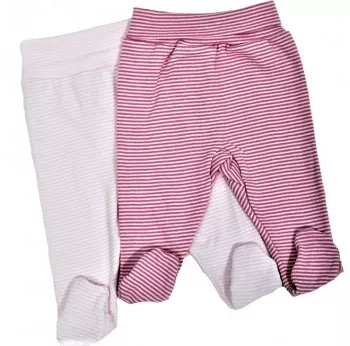 Set 2 pantaloni cu botosi  - Dungute roz / rosu 
