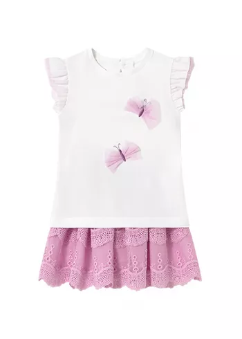 Set 2 piese - Fusta tul brodat+tricou - fluturi - Mayoral 