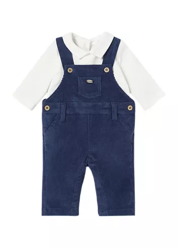 Set 2 piese - Salopeta velur cu bretele + bluza cu maneca lunga si guler - Mayoral    