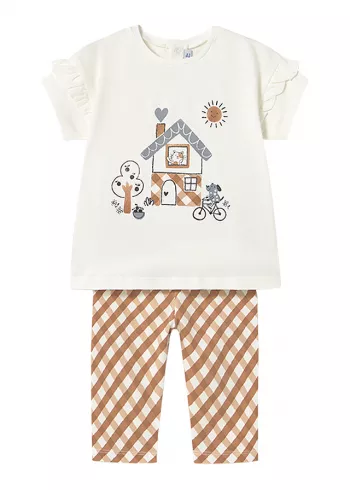 Set 2 piese - Tricou cu volanas+colanti - casuta - Mayoral
