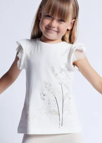 Set 2 piese alb Girl Better Cotton, bluza+pantaloni - Mayoral 