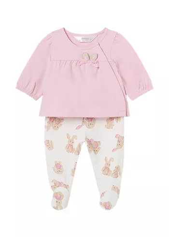 Set 2 piese Iepurasi roz - Bluza + Pantaloni cu botosi - Mayoral 