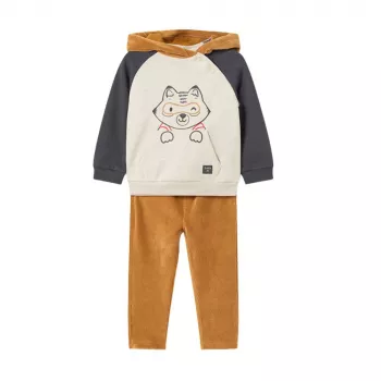 Set 2 piese pantaloni reiat Ocru bebe  12 luni (80 cm)