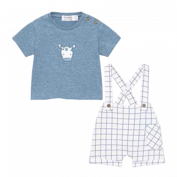 Set 2 piese - Salopeta cu carouri si tricou - Mayoral