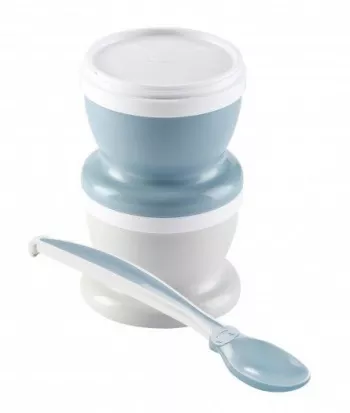 Set 2 recipiente cu capac si lingurita - Myosotis blue - Thermobaby