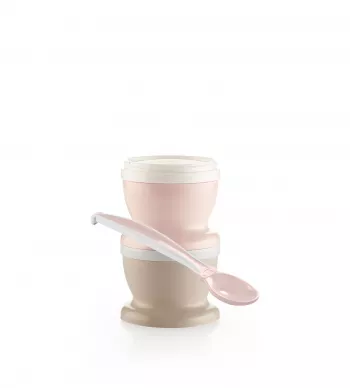 Set 2 recipiente cu capac si lingurita - Powder Pink - Thermobaby