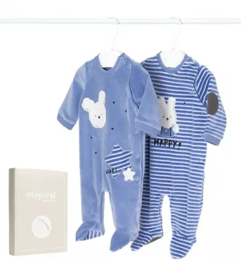 Set 2 salopete (pijamale) ECOFRIENDS - Catifea - Albastru - Mayoral 