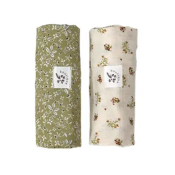 Set 2x paturici muselina Almond& Flowers