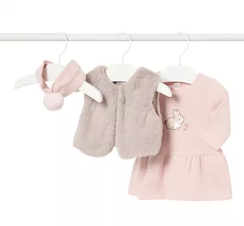 Set 3 piese -  Rochie + vesta blanita + bentita - Mayoral