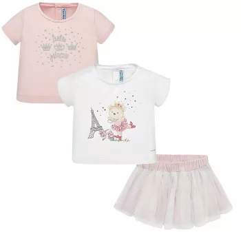 Set 3 piese - Fustita / 2 tricouri - Little princess - Mayoral