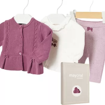 Set 3 piese Magenta tricot bumbac BCI nou-nascut - Mayoral