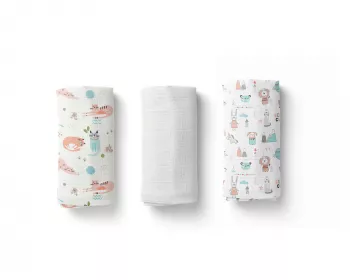 Set 3 prosoape muselina organica Catsm Natural, Scandinavian - Buva
