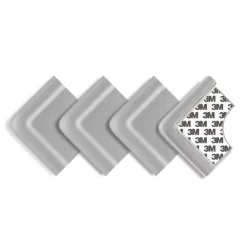 Set 4 protectii de colturi din spuma poliuretan, cu banda adeziva 3M, rezistenta la muscaturi, gri, Reer 82031
