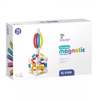 Set de constructie magnetic cu tuburi flexibile (36 piese)