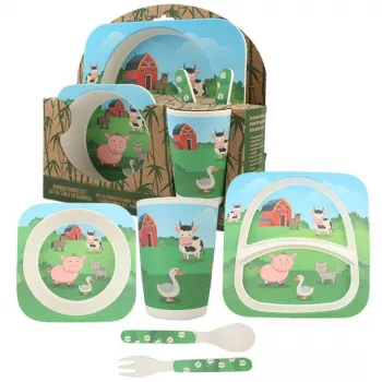 Set de masa din bambus - Ferma (5 piese)