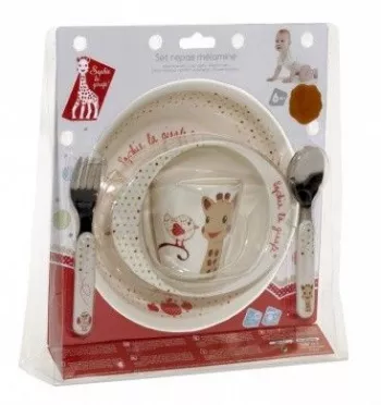 Set pentru masa melamina - Girafa Sophie & Kiwi, blister - Sophie la Girafe