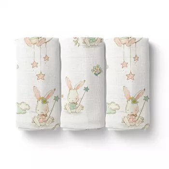Set scutece muselina organica A - Bunny's Day - Buva