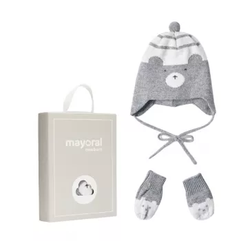 Set Urs gri caciula si manusi pentru nou-nascut ECOFRIENDS- Mayoral    