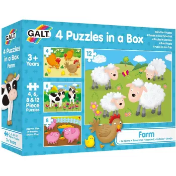 Set 4 puzzle-uri Animale de la ferma (4, 6, 8, 12 piese)