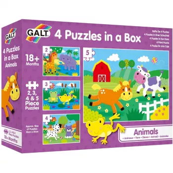 Set 4 puzzle-uri - Animalute (2, 3, 4, 5 piese)