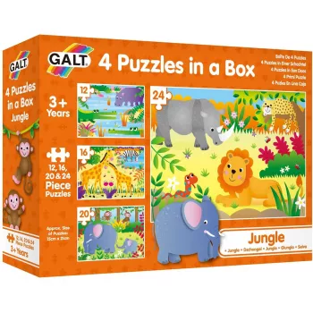 Set 4 puzzle-uri Jungla (12, 16, 20, 24 piese)