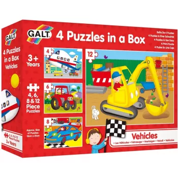 Set 4 puzzle-uri Vehicule (4, 6, 8, 12 piese)