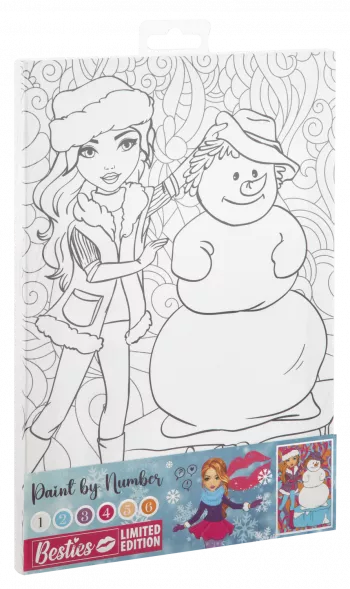 Tablou pictura pe numere - Distractie cu omul de zapada