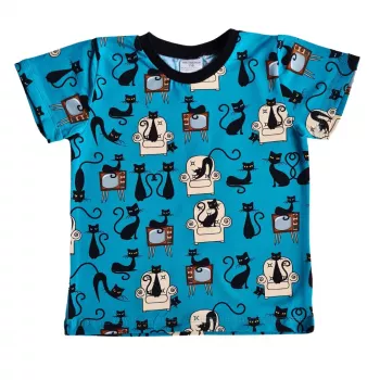 Tricou cu maneca scurta - Pisici in fotoliu 5 ani- 110 cm