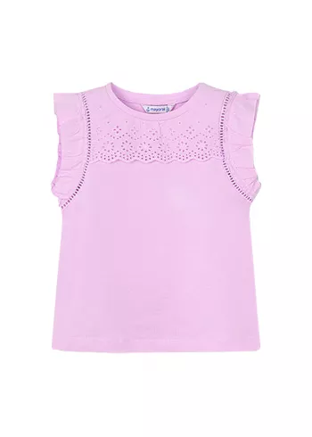 Tricou fara maneci cu perforatii si volane - mov - Mayoral