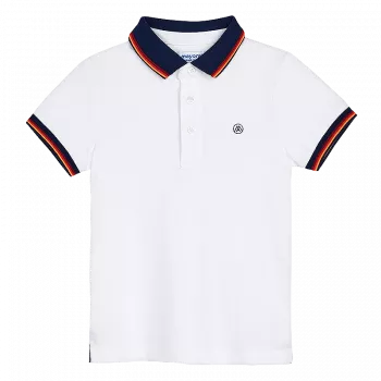 Tricou polo clasic cu maneca scurta - Alb/Bleumarin/Portocaliu - Mayoral 