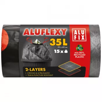 ALUFIX SACI 35LT 15BUC LDPE 53X60CM NEGRU FLEXY MSZ35ALUFLEXYUNI