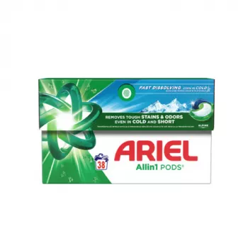ARIEL ALL IN ONE PODS ALPINE DETERGENT DE RUFE AUTOMAT CAPSULE GEL 38 BUC/SET