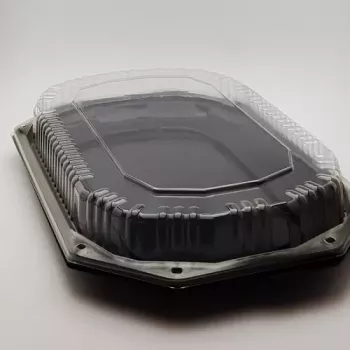 PLATOU OVAL NEGRU 350 CU CAPAC TRANSPARENT 10 BUC / SET
