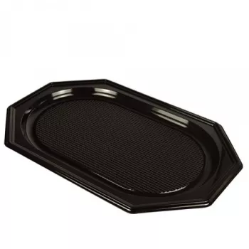 PLATOU OVAL NEGRU 430 CU CAPAC TRANSPARENT 10 BUC / SET
