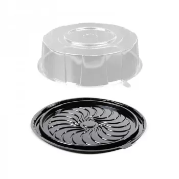 TAVA ROTUNDA TORT 30 CM LARGE L-425 CU CAPAC DECORAT TRANSPARENT L-420 SET 50 BUC