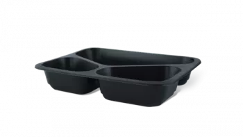 TAVITE MENIU 227x178x45 NEGRE PP 50 BUC/SET 3 COMPARTIMENTE
