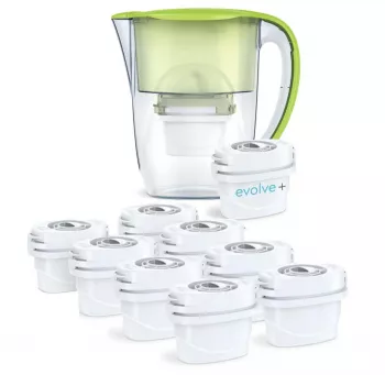 9 filtre de apa Evolve + Cana filtranta Aqua Optima Oria, 2,8 litri, Verde