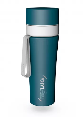 Sticlă filtrantă Sport myLaica, Inox, 0,55 litri, portabilă, Verde
