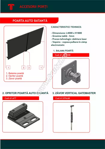 Porți și garduri debitate laser - 5668803 Poarta auto batanta LS.02.688.03, trutzi.ro