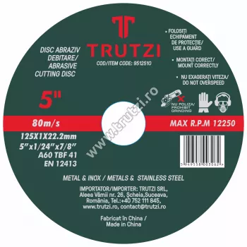 Discuri și freze - 9512510 DISC ABRAZIV DEBITARE METAL 125X1.0X22.2MM, trutzi.ro