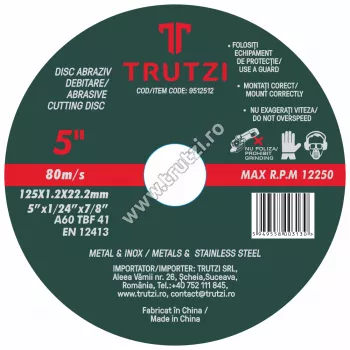 Discuri și freze - 9512512 DISC ABRAZIV DEBITARE METAL 125X1.2X22.2MM, trutzi.ro