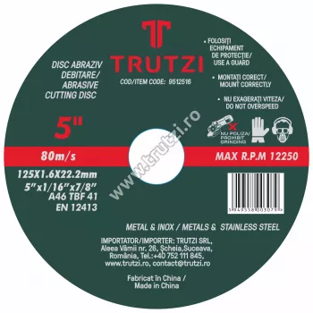 Discuri și freze - 9512516 DISC ABRAZIV DEBITARE METAL 125X1.6X22.2MM, trutzi.ro