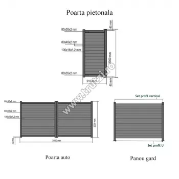Porți și garduri din aluminiu - 1621291 POARTA ALUMINIU MODEL FORZA 910X2000MM, GRI RAL 7016, trutzi.ro