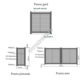 Porți și garduri din aluminiu - 1631215 PANOU GARD ALUMINIU MODEL JALUZEA, L1500XH2000MM, GRI RAL 7016, trutzi.ro
