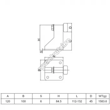 Opritoare porti - 61655 OPRITOR PT. PORTI CULISANTE, PLACA 120X100MM, H 84.5MM, trutzi.ro