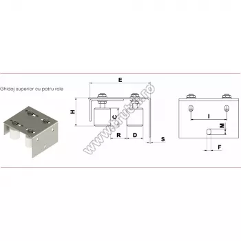 Ghidaje - 61464 GHIDAJ SUPERIOR CU 4 ROLE FI 30MM SI PLACA LUNGA REGLABILA PT. PORTI CULISANTE, trutzi.ro