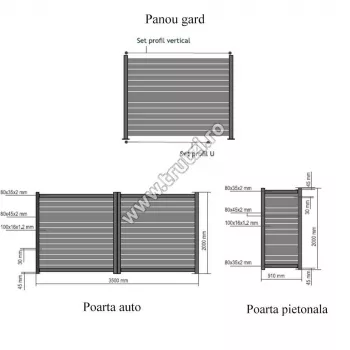 Porți și garduri din aluminiu - 1611225 PANOU GARD ALUMINIU MODEL ZEBRA, L2500XH2000MM, GRI RAL 7016, DISTANTIER 30CM, trutzi.ro