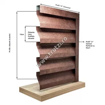 Garduri din sipcă metalică, stâlpi și accesorii - 2932462 PROFIL U ORIZONTAL V-MAT STRUCTURAT, MARO RAL 8017, trutzi.ro