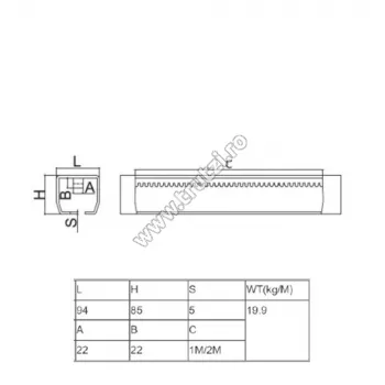 Sisteme porți autoportante - 6144901 SINA ZINCATA cu cremaliera 94X85MM, GR. 5.0MM, L 5.8M, 1000KG, 7M, trutzi.ro